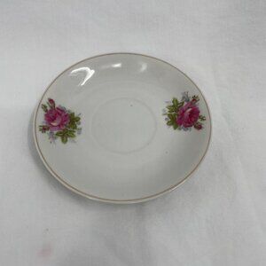 Vintage Dutchess White Ceramic Small Plate with Rose Design